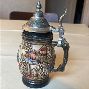 Decorative Beer Stein with Swiss Motif